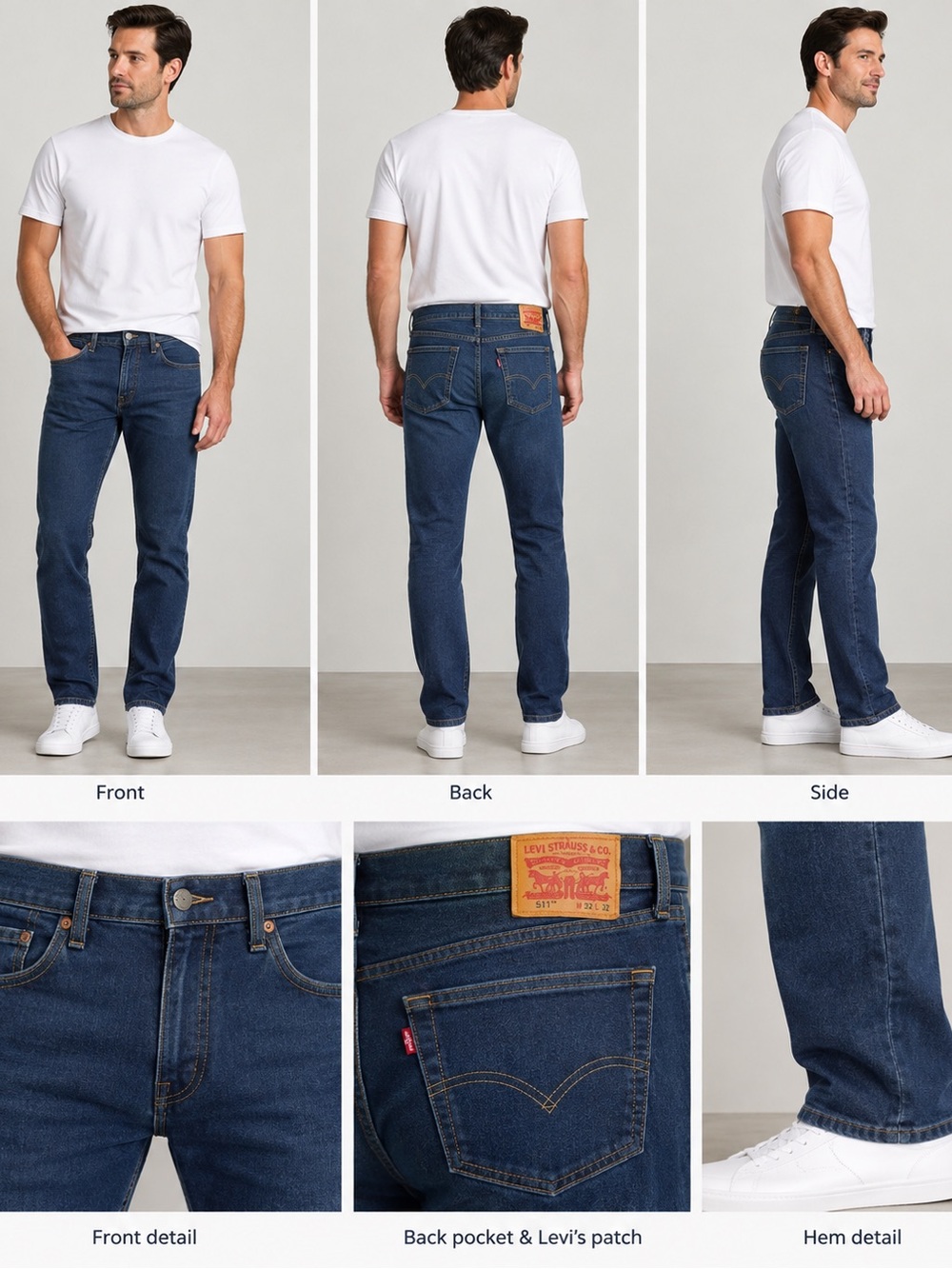 Levi's Men's 511 Jeans in Dark Blue Denim